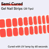 Solid Color-Semi-cured Gel Nail Strips 20 Tips