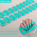 Solid Color-Semi-cured Gel Nail Strips 20 Tips  | Requires UV Lamp