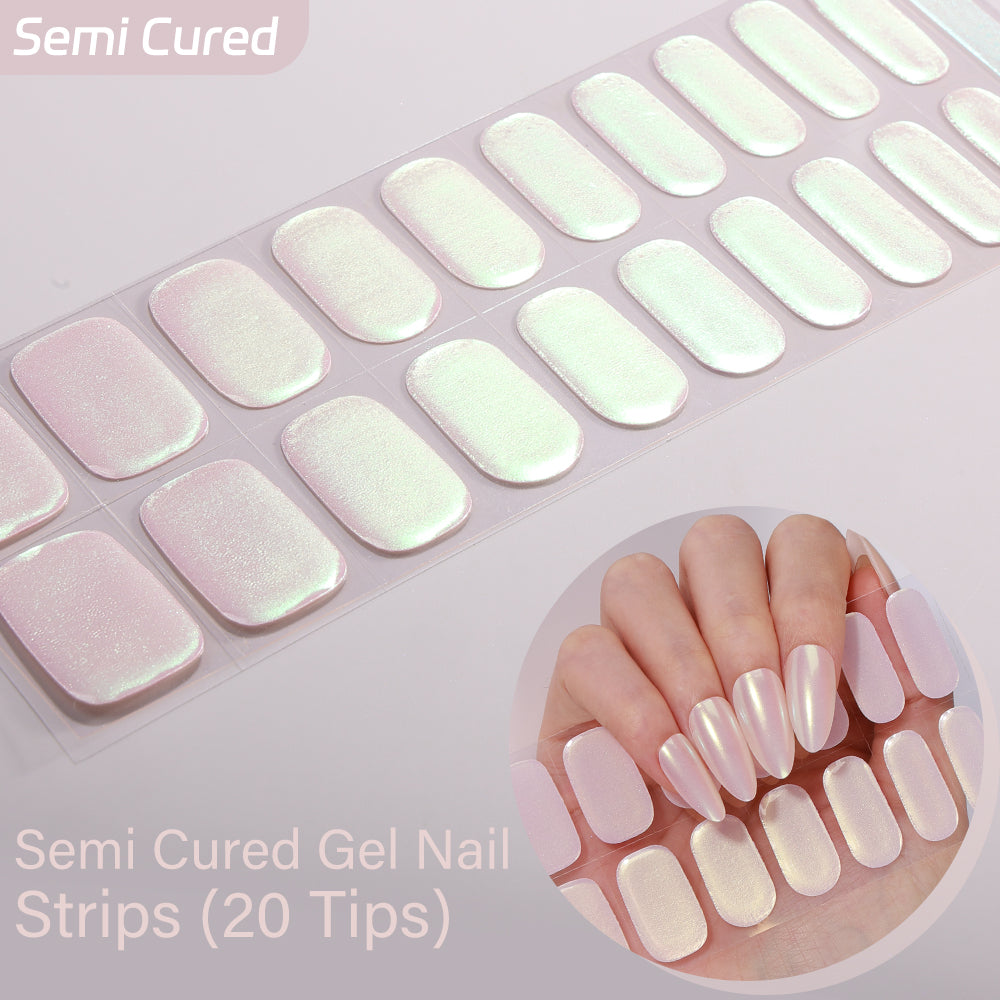 Chrome Effect-Semi-cured Gel Nail Strips 20 Tips  | Requires UV Lamp