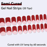 French Design-Semi-cured Gel Nail Strips 20 Tips
