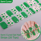 Lucky Clover Semi-Cured Gel Nail Strips 20 Tips | St. Patrick's Day Collection | Requires UV Lamp