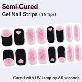 Cherry/Bowknot/Star/Heart-Semi-cured Gel Nail Strips 16 Tips