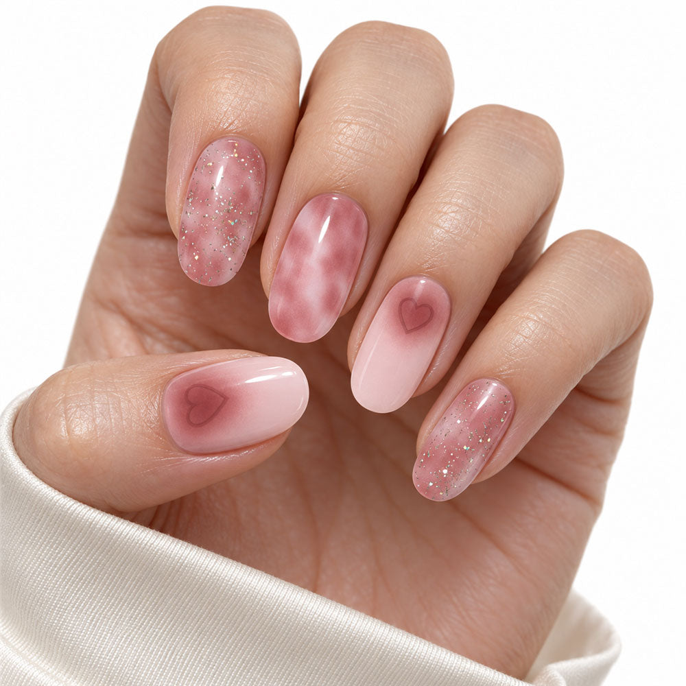 Rose Daydream Semi-Cured Gel Nail Strips – 16 Strips | UV/LED Lamp Required