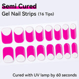 French Tip-Semi-cured Gel Nail Strips 16 Tips