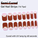 Cherry/Bowknot/Star/Heart-Semi-cured Gel Nail Strips 16 Tips