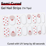 Cherry/Bowknot/Star/Heart-Semi-cured Gel Nail Strips 16 Tips