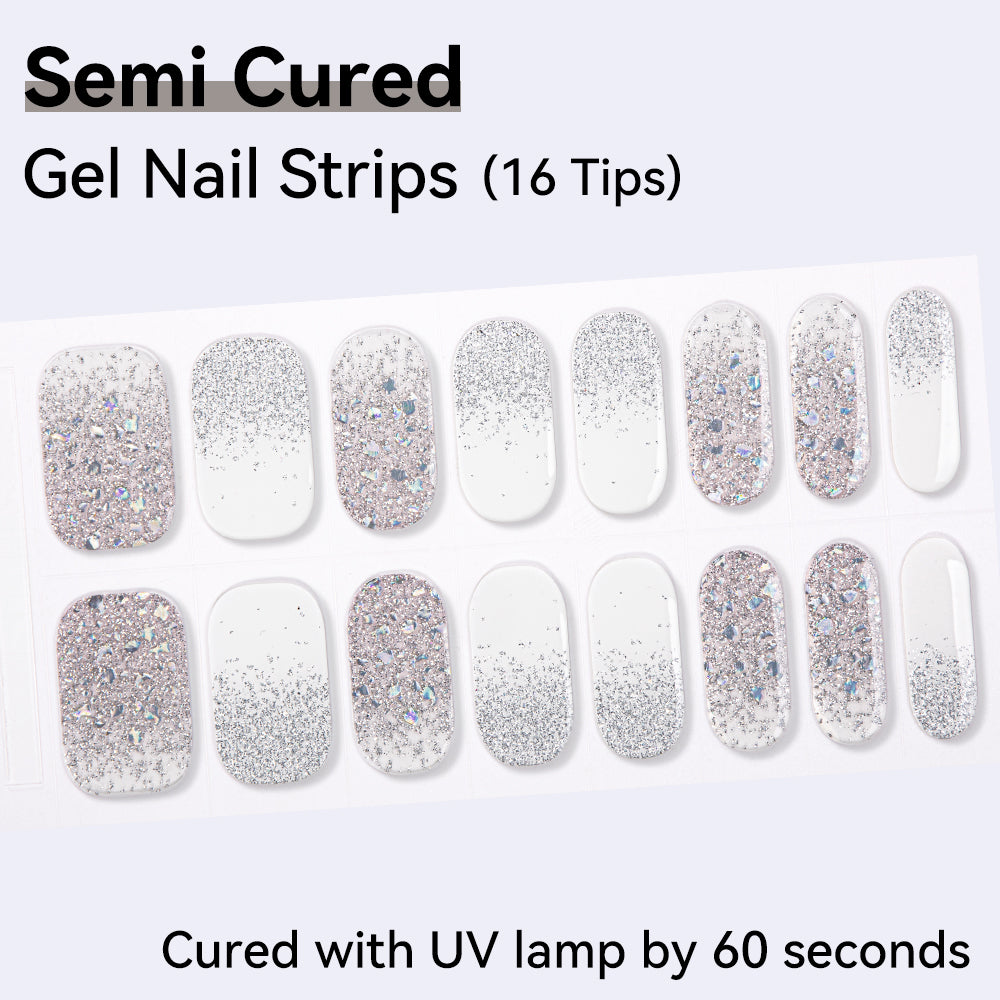 Shiny Glitter-Semi-cured Gel Nail Strips 16 Tips