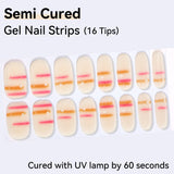 Cherry/Bowknot/Star/Heart-Semi-cured Gel Nail Strips 16 Tips