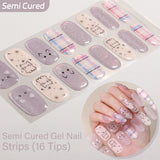 Kawaii Doodles & Wild Leopard Collection-Semi-cured Gel Nail Strips 16 Tips | Requires UV Lamp