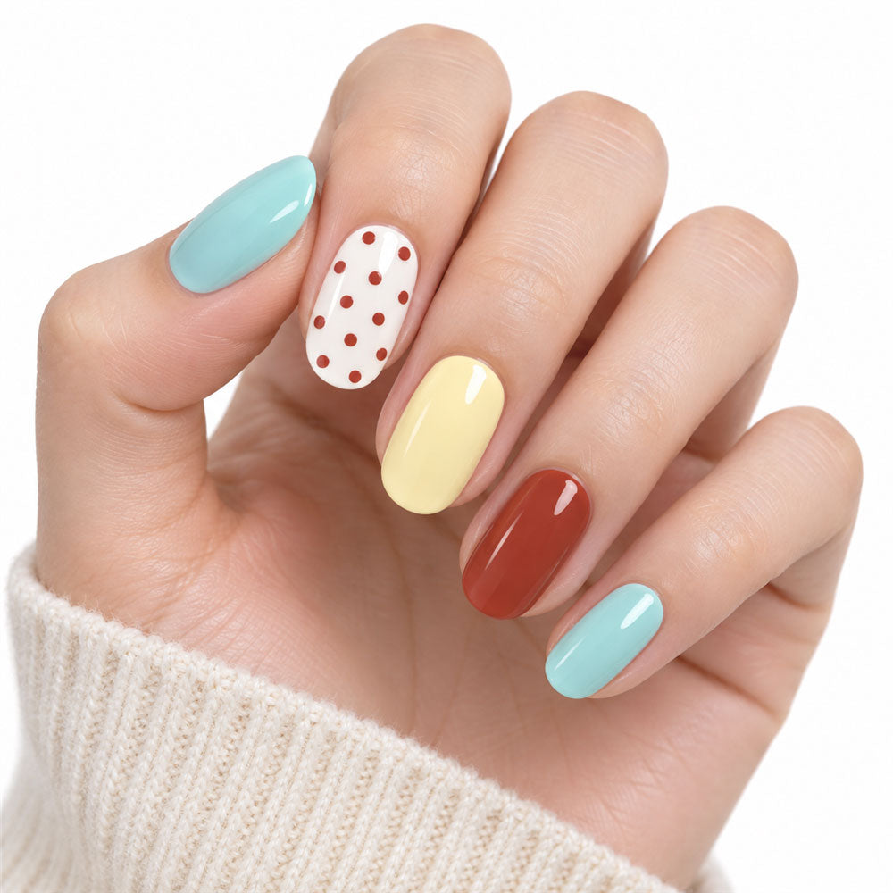 Retro Sorbet Semi-Cured Gel Nail Strips – 16 Strips | UV/LED Lamp Required