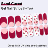 Premium Semi-Cured Gel Nail Strips - 16 Tips DIY Salon Quality Gel Nail Wraps, HEMA-Free & Long Lasting (Requires UV/LED Lamp)