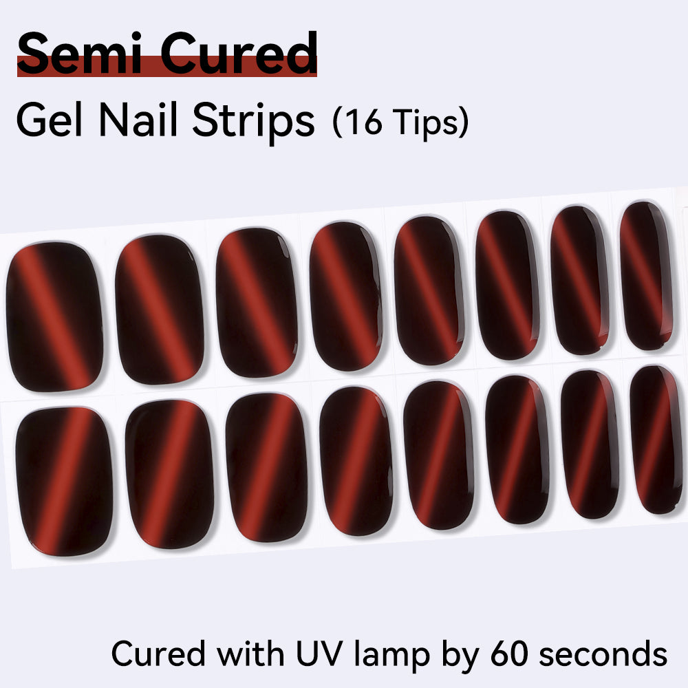 Cat Eye Magnetic Effect-Semi-cured Gel Nail Strips 16 Tips