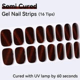 Premium Semi-Cured Gel Nail Strips - 16 Tips DIY Salon Quality Gel Nail Wraps, HEMA-Free & Long Lasting (Requires UV/LED Lamp)