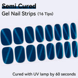 Premium Semi-Cured Gel Nail Strips - 16 Tips DIY Salon Quality Gel Nail Wraps, HEMA-Free & Long Lasting (Requires UV/LED Lamp)
