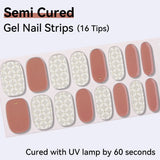 Premium Semi-Cured Gel Nail Strips - 16 Tips DIY Salon Quality Gel Nail Wraps, HEMA-Free & Long Lasting (Requires UV/LED Lamp)