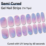 Premium Semi-Cured Gel Nail Strips - 16 Tips DIY Salon Quality Gel Nail Wraps, HEMA-Free & Long Lasting (Requires UV/LED Lamp)