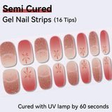 Premium Semi-Cured Gel Nail Strips - 16 Tips DIY Salon Quality Gel Nail Wraps, HEMA-Free & Long Lasting (Requires UV/LED Lamp)