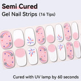 Premium Semi-Cured Gel Nail Strips - 16 Tips DIY Salon Quality Gel Nail Wraps, HEMA-Free & Long Lasting (Requires UV/LED Lamp)