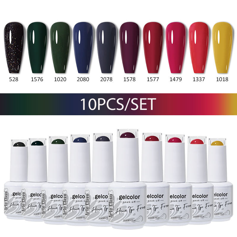 Arte Clavo 10pcs HEMA TPO FREE Color Gel Nail Polish Christmas Series