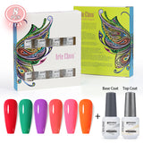 8ml Gel Nail Polish Box Set-6 Bottles Color Gel+ 1 Bottle Base Coat+ 1 Bottle Top Coat (ZH19~~ZH47))