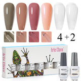 8ml Gel Nail Polish Box Set-4 Bottles Color Gel+ 1 Bottle Base Coat+ 1 Bottle Top Coat (ZH30~~ZH49)