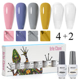 8ml Gel Nail Polish Box Set-4 Bottles Color Gel+ 1 Bottle Base Coat+ 1 Bottle Top Coat (ZH30~~ZH49)