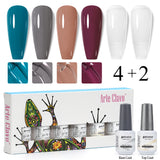 8ml Gel Nail Polish Box Set-4 Bottles Color Gel+ 1 Bottle Base Coat+ 1 Bottle Top Coat (ZH30~~ZH49)
