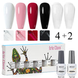 8ml Gel Nail Polish Box Set-4 Bottles Color Gel+ 1 Bottle Base Coat+ 1 Bottle Top Coat (ZH30~~ZH49)