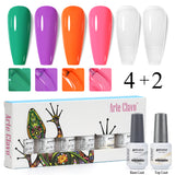 8ml Gel Nail Polish Box Set-4 Bottles Color Gel+ 1 Bottle Base Coat+ 1 Bottle Top Coat (ZH30~~ZH49)