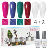 8ml Gel Nail Polish Box Set-4 Bottles Color Gel+ 1 Bottle Base Coat+ 1 Bottle Top Coat (ZH30~~ZH49)
