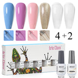 8ml Gel Nail Polish Box Set-4 Bottles Color Gel+ 1 Bottle Base Coat+ 1 Bottle Top Coat (ZH30~~ZH49)