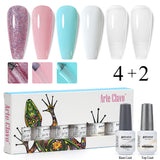 8ml Gel Nail Polish Box Set-4 Bottles Color Gel+ 1 Bottle Base Coat+ 1 Bottle Top Coat (ZH30~~ZH49)