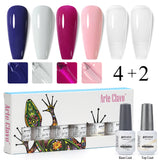 8ml Gel Nail Polish Box Set-4 Bottles Color Gel+ 1 Bottle Base Coat+ 1 Bottle Top Coat (ZH30~~ZH49)