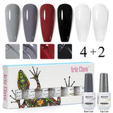 8ml Gel Nail Polish Box Set-4 Bottles Color Gel+ 1 Bottle Base Coat+ 1 Bottle Top Coat (ZH30~~ZH49)