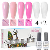 8ml Gel Nail Polish Box Set-4 Bottles Color Gel+ 1 Bottle Base Coat+ 1 Bottle Top Coat (ZH30~~ZH49)