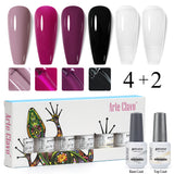 8ml Gel Nail Polish Box Set-4 Bottles Color Gel+ 1 Bottle Base Coat+ 1 Bottle Top Coat (ZH30~~ZH49)