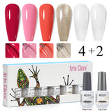 8ml Gel Nail Polish Box Set-4 Bottles Color Gel+ 1 Bottle Base Coat+ 1 Bottle Top Coat (ZH30~~ZH49)