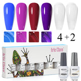 8ml Gel Nail Polish Box Set-4 Bottles Color Gel+ 1 Bottle Base Coat+ 1 Bottle Top Coat (ZH30~~ZH49)
