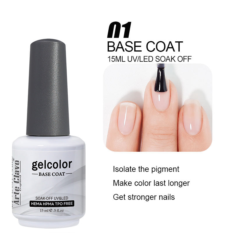 Arte Clavo 15ml HEMA TPO FREE Base Coat bottle, providing a safe and strong foundation for gel nails.