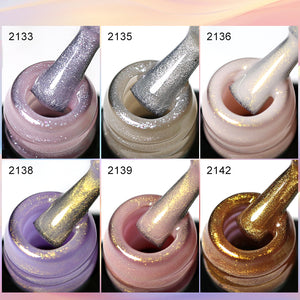 Close-up swatch of Aurora Pearl nail gel showing the iridescent shimmer and creamy texture, HEMA free formula-1