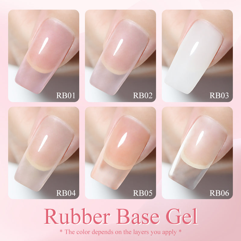 Applying rubber base gel on natural nails for strength and reinforcement