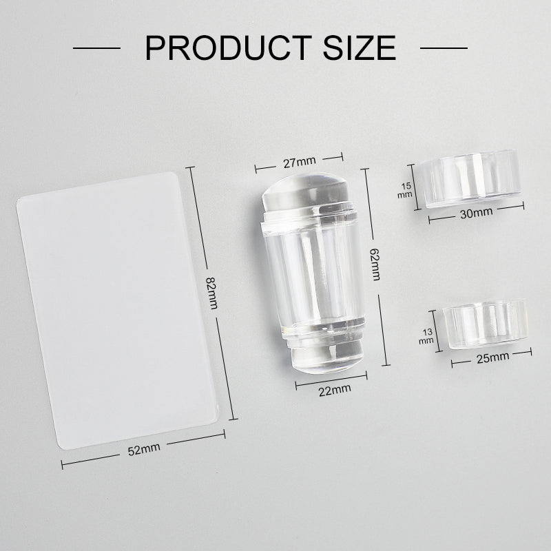 NAILCO 1 Set Jelly Silicone Nail Stamper & Nail Scraper For French Nails