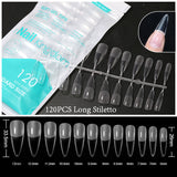 120pcs Press on Nails Oval Almond Rounded Stiletto Coffin False Nail Tips