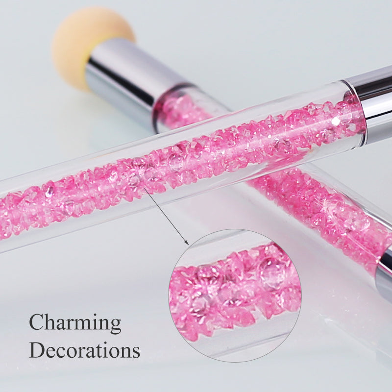 NAILCO 1PC Rhinestone Handle + 6PCS Sponge Head Nails Art Brushes