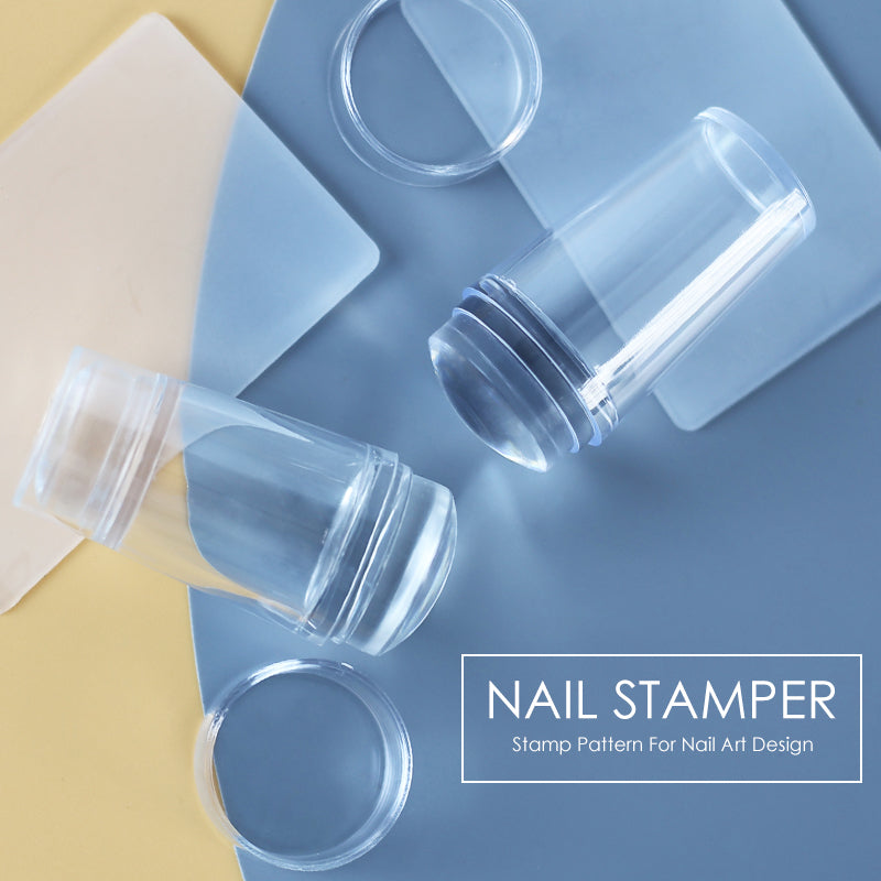 Jelly silicone French tip nail stamper and scraper set