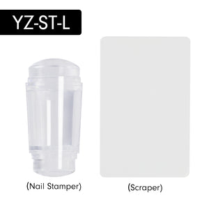 Jelly silicone French tip nail stamper and scraper set