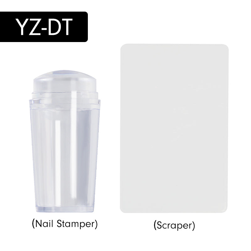 Jelly silicone French tip nail stamper and scraper set