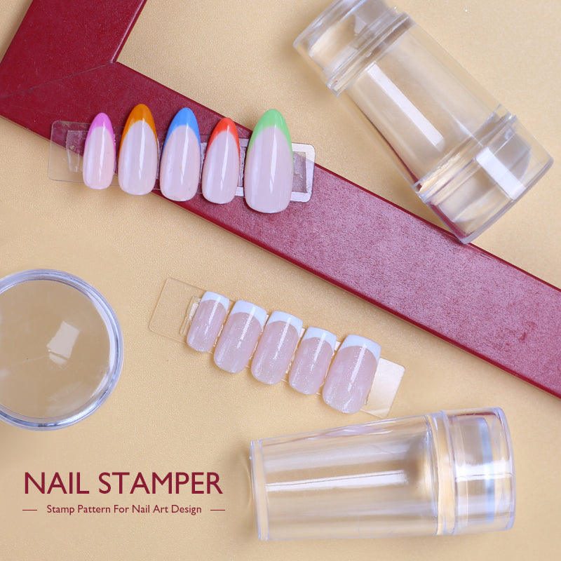 NAILCO 1 Set Jelly Silicone Nail Stamper & Nail Scraper For French Nails