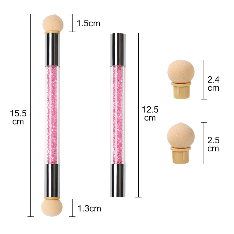 NAILCO 1PC Rhinestone Handle + 6PCS Sponge Head Nails Art Brushes