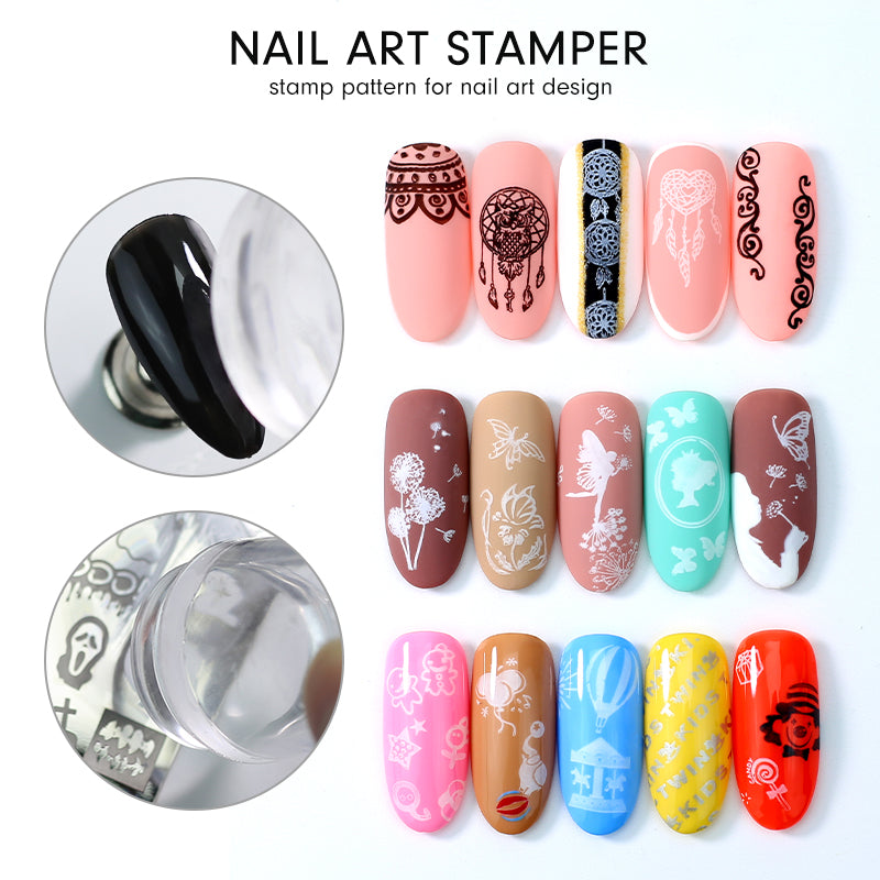 nail art created with jelly silicone nail stamper
